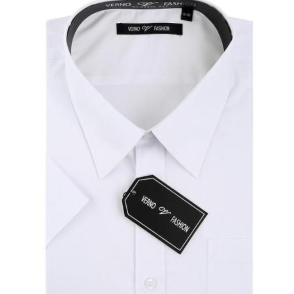 Verno Big Men's White Classic Fit Short Sleeves Dress Shirt New With Tags